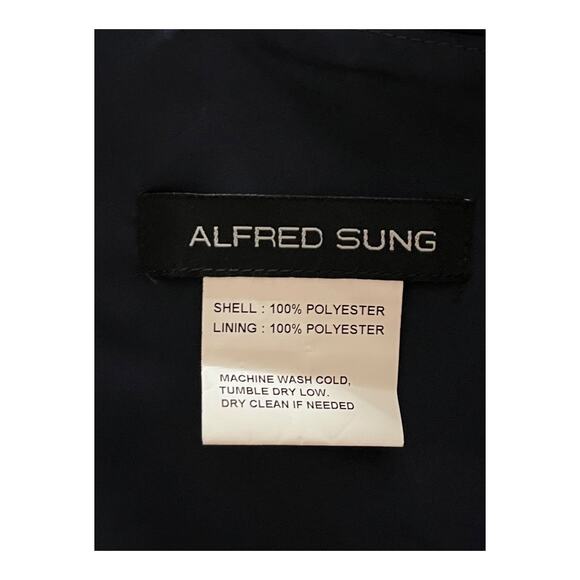 Alfred Sung dress D826 Square Neck Satin A-Line Gown blue size 24W - Picture 5 of 7